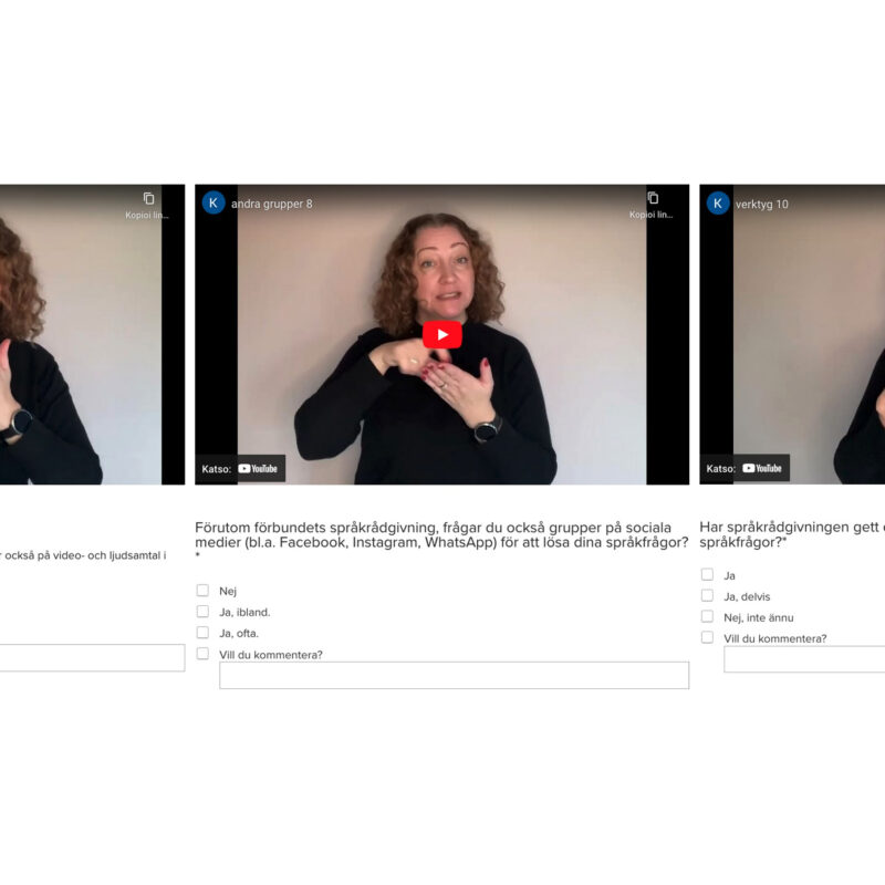 Skärmdumpar från språkrådgivnings enkät
