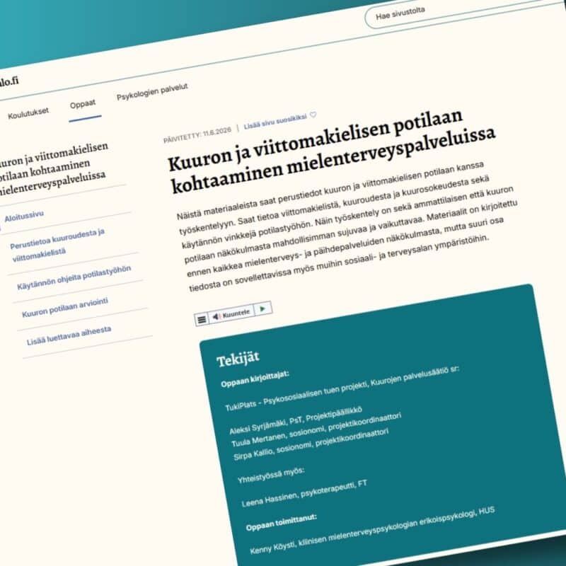 Uusi opas tukee kuurojen ja viittomakielisten asiakkaiden kohtaamista mielenterveyspalveluissa