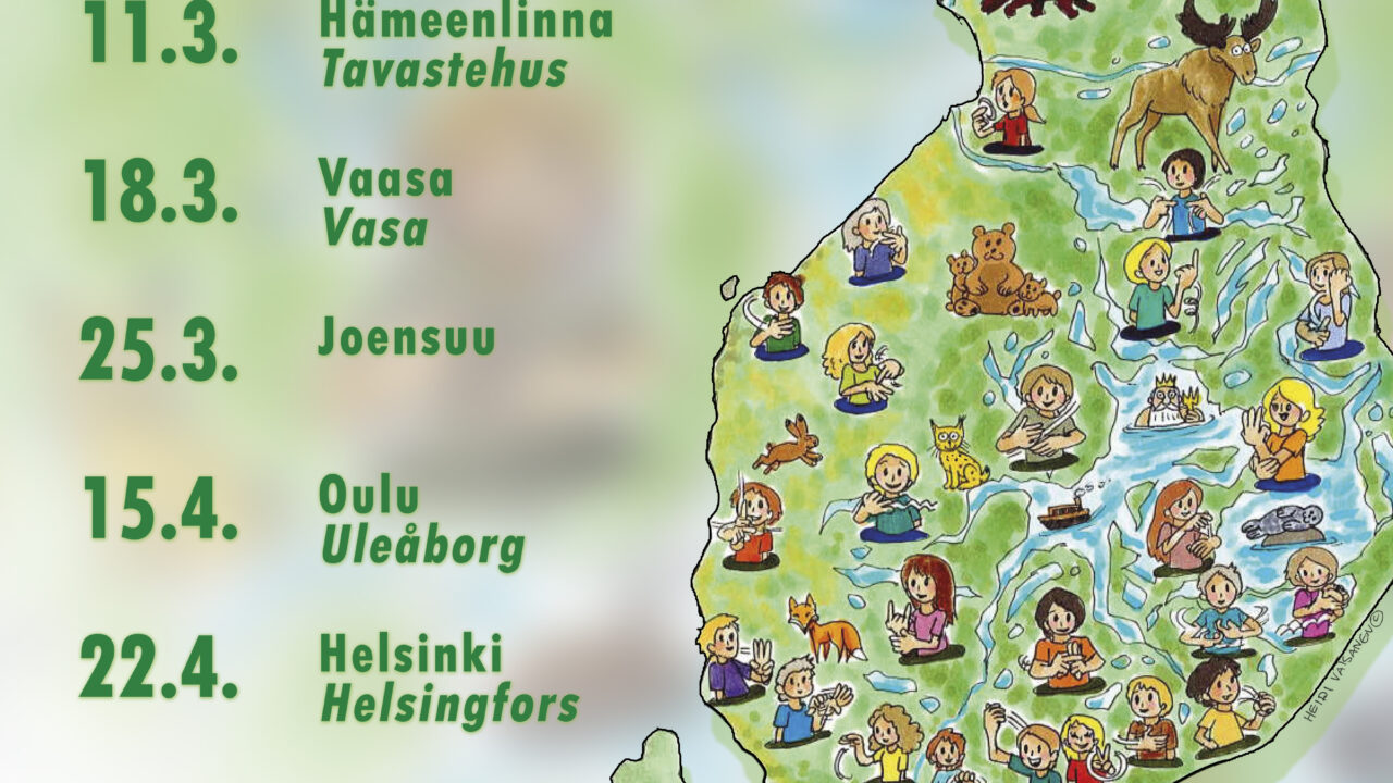 Kartta Suomesta ja foorumien päivämäärä ja paikkakunnat